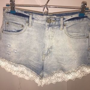 Free People Denim Shorts with Lace